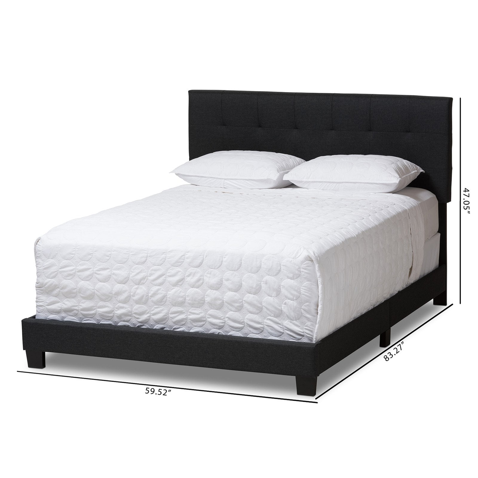 Baxton Studio Brookfield Modern and Contemporary Fabric Upholstered Grid-Tufted Queen-Size Bed