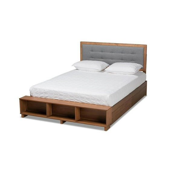 Baxton Studio Cosma Modern Transitional Ash Walnut Brown Finished Wood 4-Drawer Queen Size Platform Storage Bed