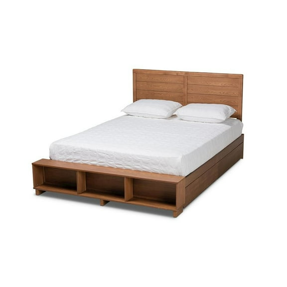 Baxton Studio Wood Full Size 4-Drawer Platform Storage Bed with Built-In Shelves