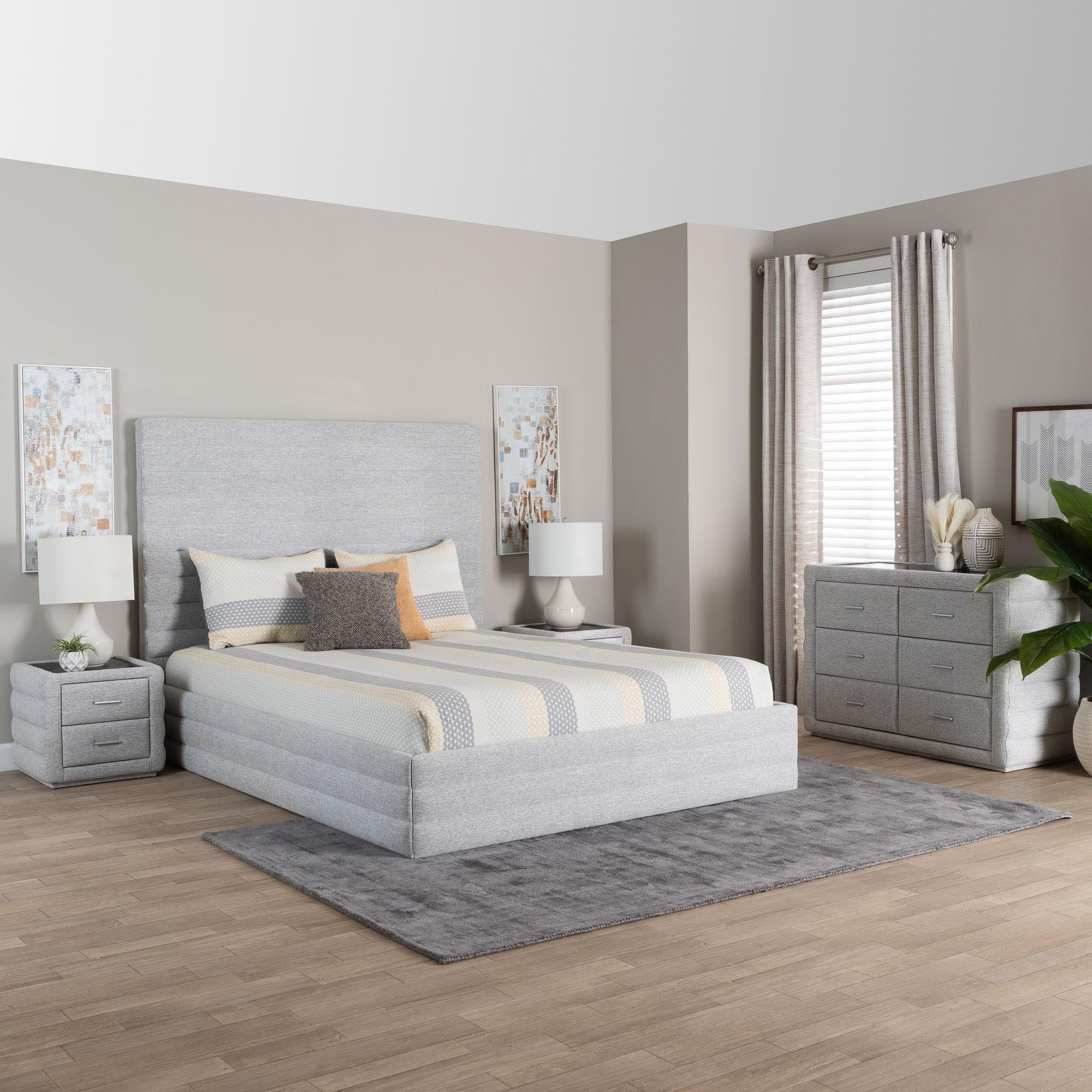 Baxton Studio Cadmus Modern Bedroom Set, Queen, Light Grey
