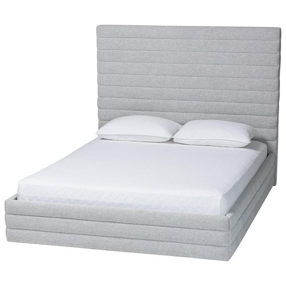 Baxton Studio Cadmus Modern Light Gray Channel-Tufted Fabric King Platform Bed