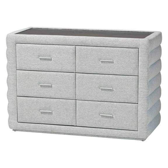 Baxton Studio Cadmus Modern Light Grey Channel-Tufted Fabric 4-Drawer Dresser