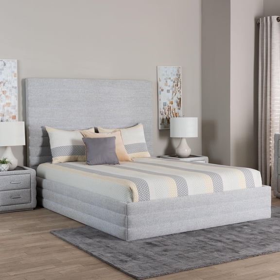 Baxton Studio Cadmus Modern Platform Bed, Queen, Light Grey