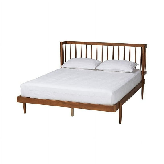Baxton Studio Calderon Retro-Modern Walnut Brown Finished Wood Queen Size Platform Bed