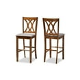 thumbnail image 1 of Baxton Studio Calista Modern and Contemporary Grey Fabric Upholstered and Walnut Brown Finished Wood 2-Piece Bar Stool, 1 of 7