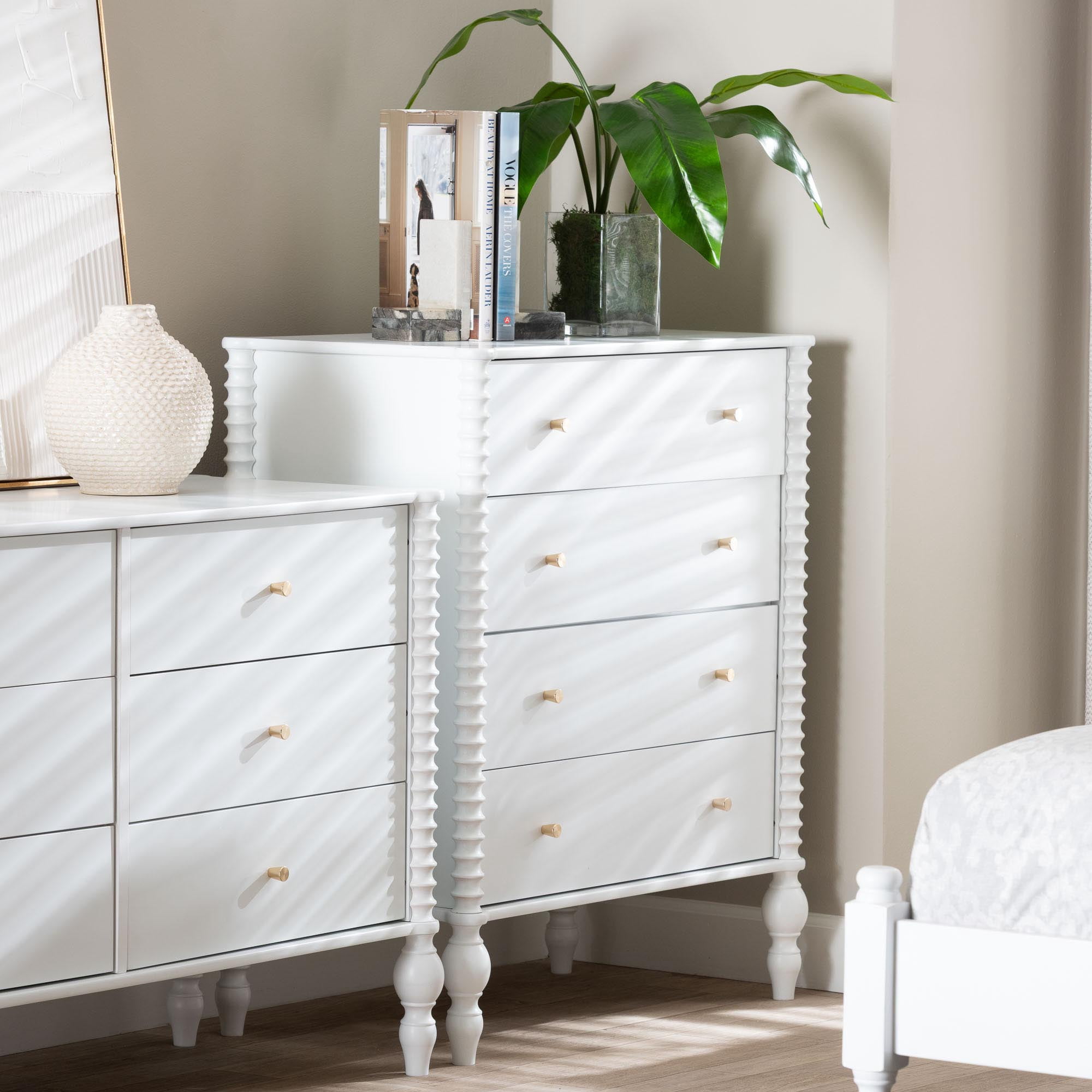Baxton Studio Callison Farmhouse Chest, 4-Drawer, White