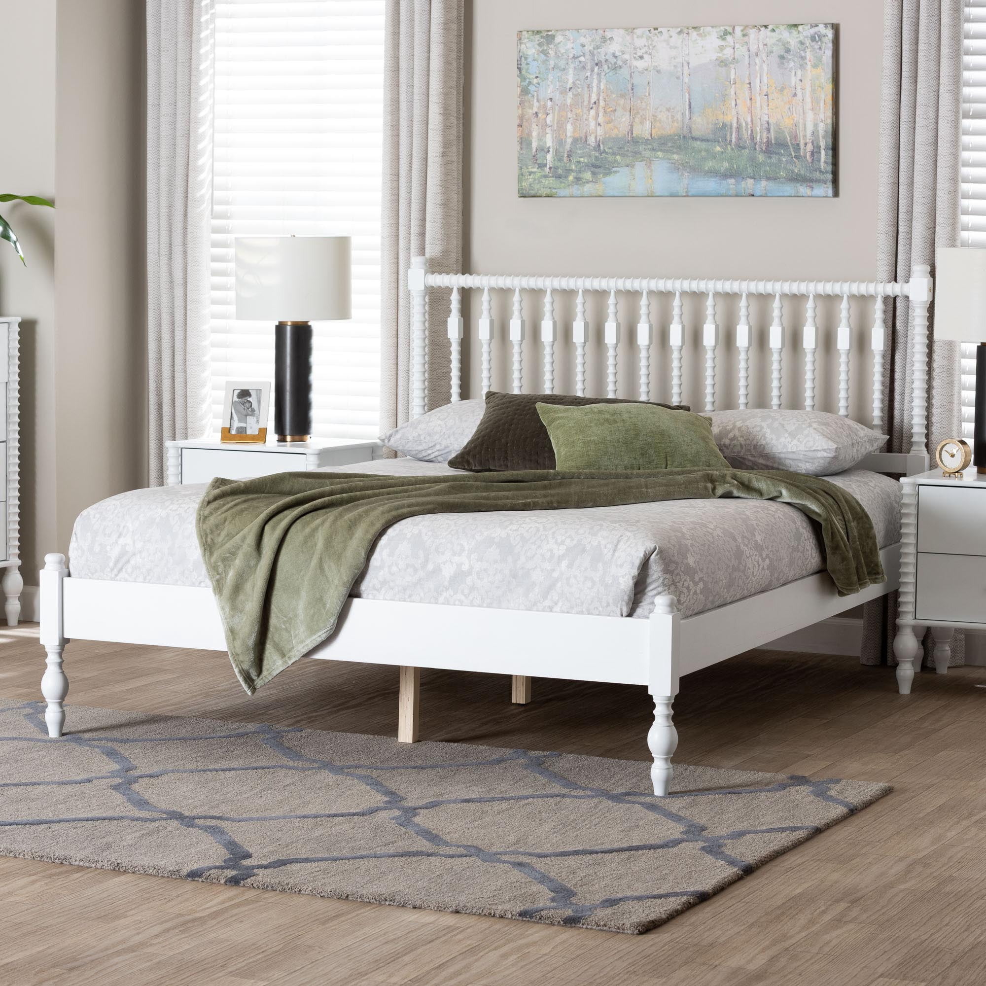 Baxton Studio Callison Farmhouse Platform Bed, Queen, White