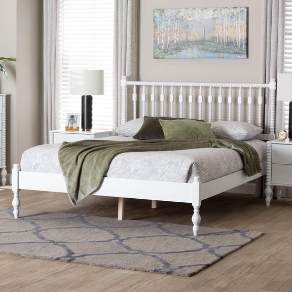 Baxton Studio Callison Farmhouse Platform Bed, Queen, White