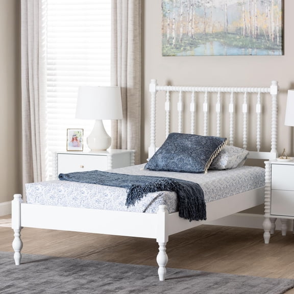 Baxton Studio Callison Farmhouse Platform Bed, Twin, White