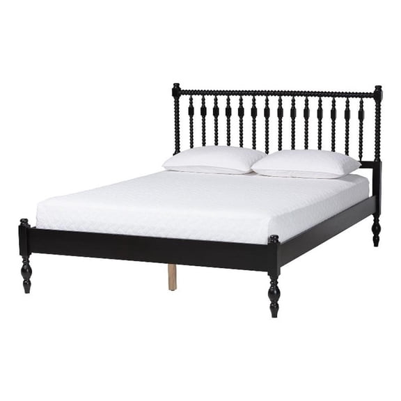 Baxton Studio Callison Spindle Platform Bed Turned Bed Frame Black Full