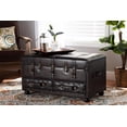 thumbnail image 1 of Baxton Studio Callum Modern Transitional Distressed Dark Brown Faux Leather Upholstered 2-Drawer Storage Trunk Ottoman, 1 of 13
