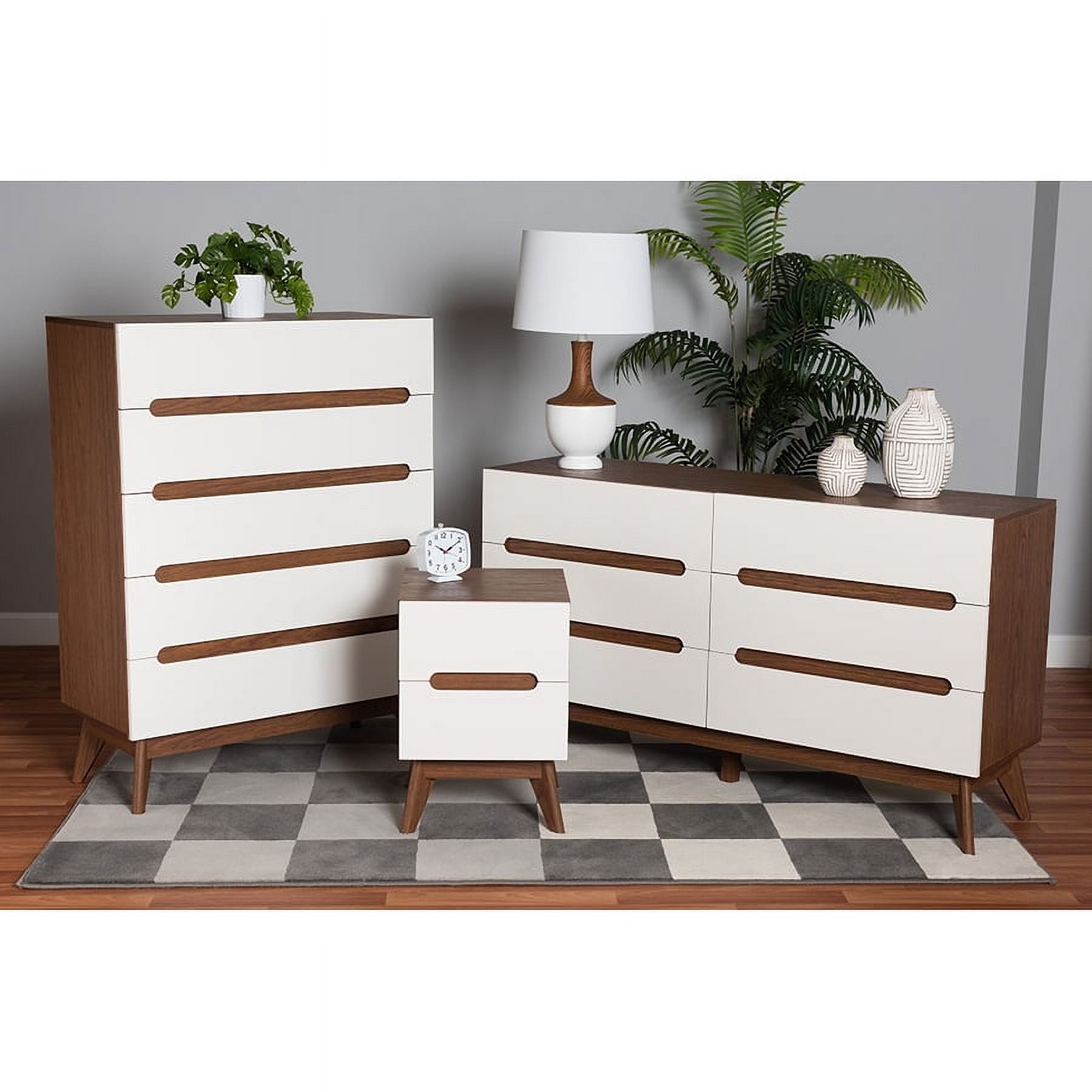 Calypso Mid-Century White and Walnut 3-Piece Storage Set