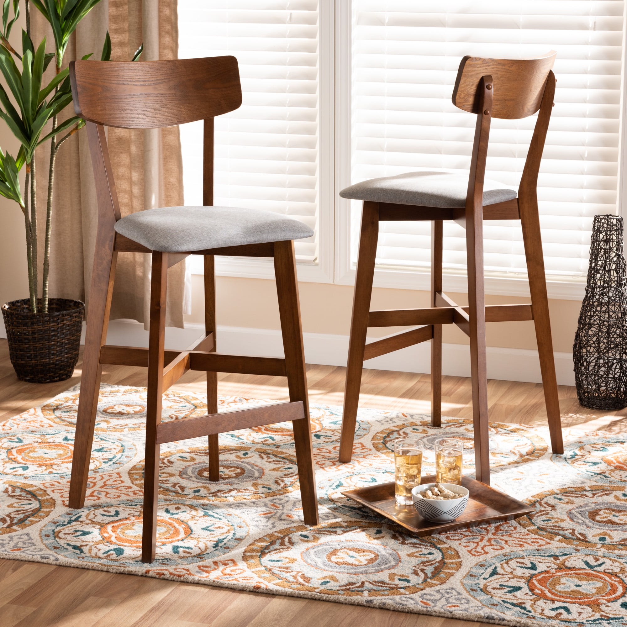 Free Shipping! Baxton Studio Cameron Modern Grey Fabric Bar Stools ...