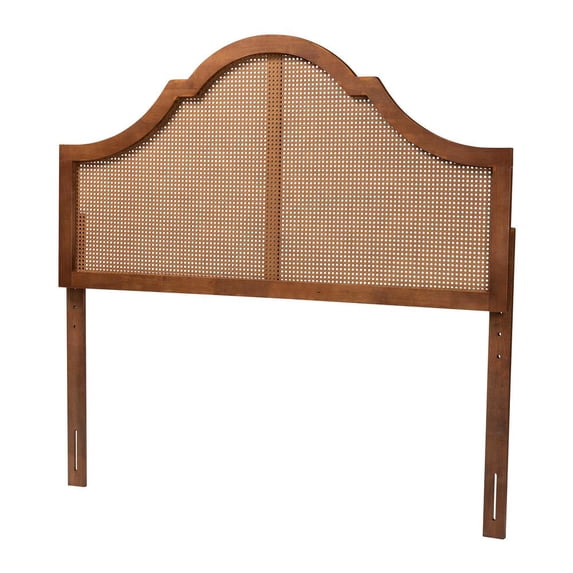 Baxton Studio Camila Ash Walnut Finished Wood King Size Headboard with Rattan