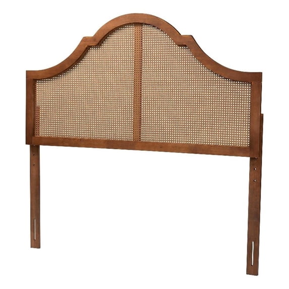 Baxton Studio Camila Ash Walnut Finished Wood Queen Size Headboard with Rattan