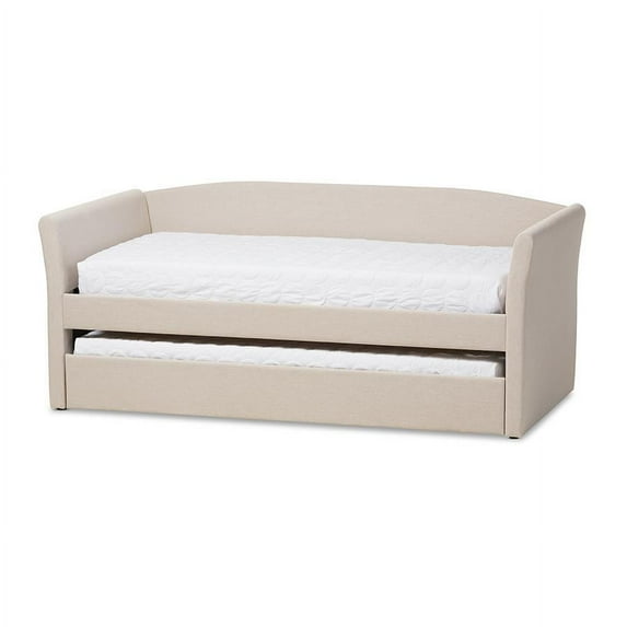 Baxton Studio Camino Modern and Contemporary Fabric Upholstered Daybed with Guest Trundle Bed, Multiple Colors