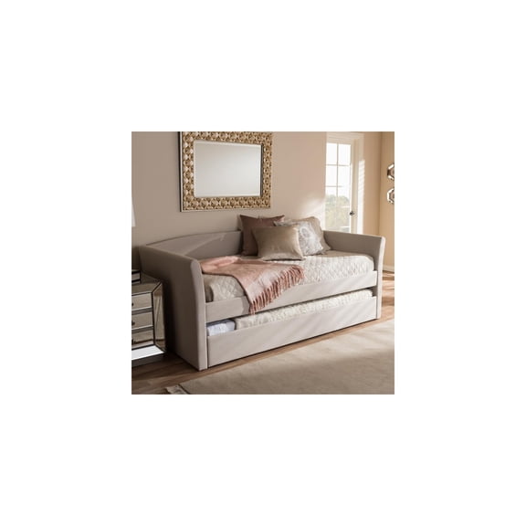 Baxton Studio Camino Modern and Contemporary Fabric Upholstered Daybed with Guest Trundle Bed, Multiple Colors