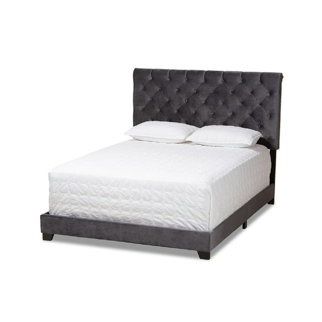Baxton Studio Candace Luxe and Glamour Dark Grey Velvet Upholstered ...