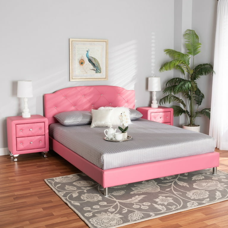 Baxton Studio Canterbury Pink Leather Contemporary Full-Size Bed Baxton Studio Canterbury Pink Leather Contemporary Full-Size Bed