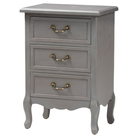 Baxton Studio Capucine Antique French Country Cottage Grey Finished Wood 3-Drawer End Table