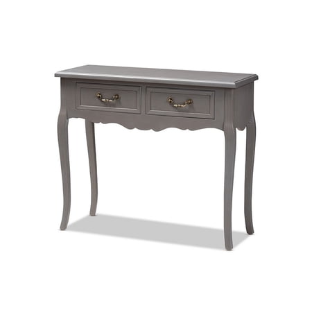 Baxton Studio Capucine Antique French Country Cottage Grey Finished Wood 2-Drawer Console Table