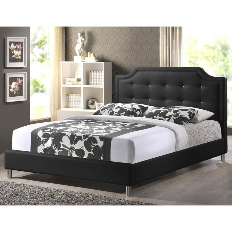 Baxton Studio Carlotta Black Modern Bed with Upholstered Headboard - King Size Baxton Studio Carlotta Black Modern Bed with Upholstered Headboard - King Size