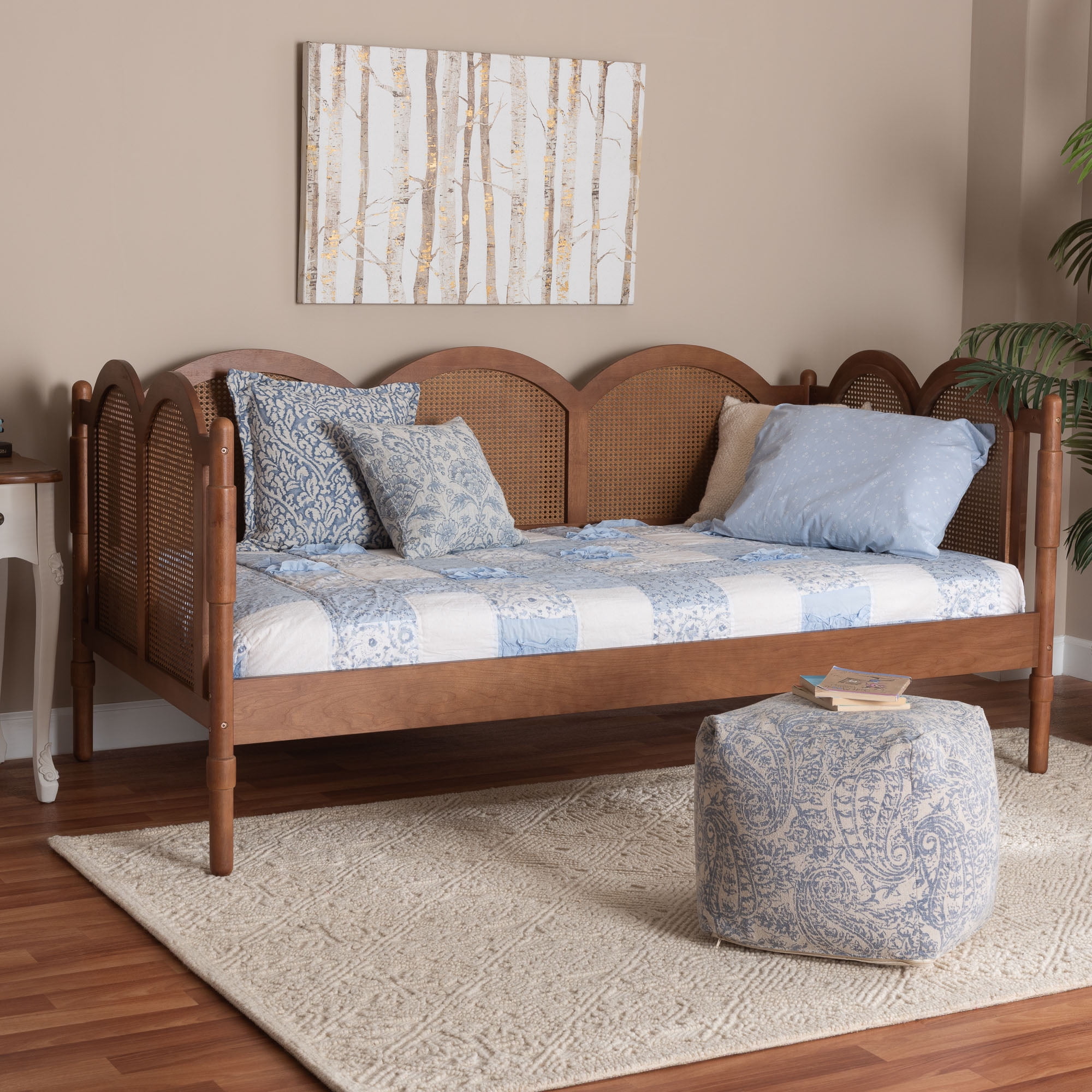 Baxton Studio Carmiya Mid-Century Daybed, Twin, Walnut Brown