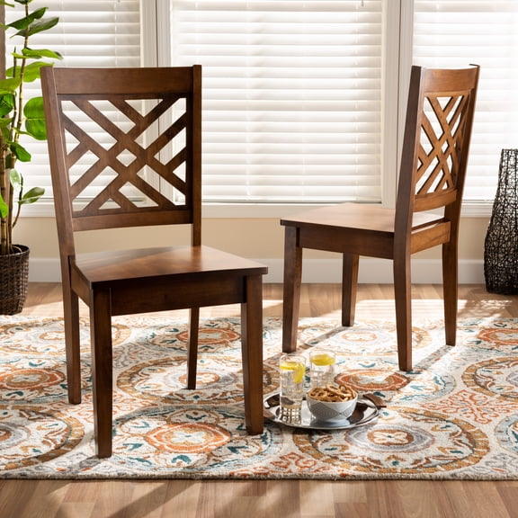 Baxton Studio Caron Dining Chair, Set of 2, Walnut Brown