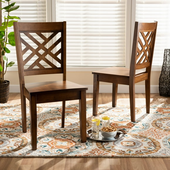 Baxton Studio Caron Dining Chair, Set of 2, Walnut Brown