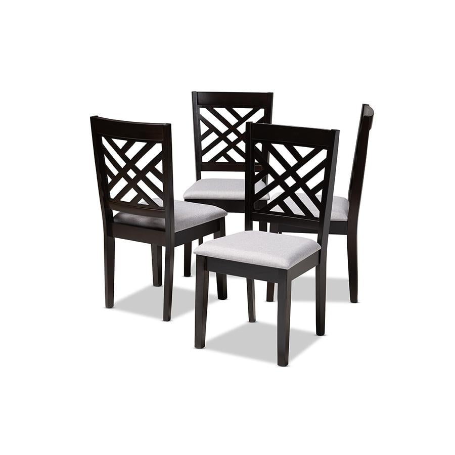 Gray Espresso Rubberwood and Cane Dining Chairs Set