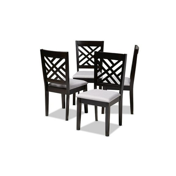 Baxton Studio Caron Fabric and Wood Dining Chairs in Gray and Brown (Set of 4)