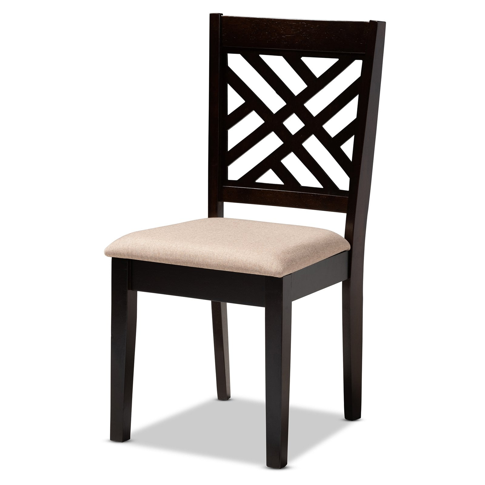 Caron Mahogany Rubberwood Dining Chairs with Lattice Back, Set of 4