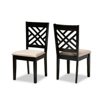 Baxton Studio Caron Modern and Contemporary Sand Fabric Upholstered Espresso Brown Finished Wood 2-Piece Dining Chair
