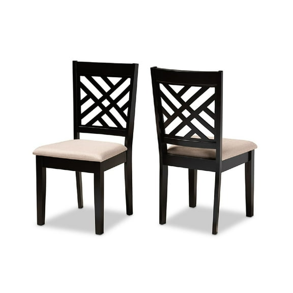 Baxton Studio Caron Modern and Contemporary Sand Fabric Upholstered Espresso Brown Finished Wood 2-Piece Dining Chair