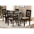 thumbnail image 1 of Baxton Studio Caron Modern and Contemporary Sand Fabric Upholstered Espresso Brown Finished Wood 5-Piece Dining Set, 1 of 5