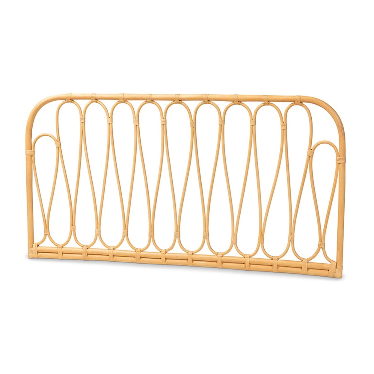 Baxton Studio Carrick Modern Bohemian Natural Brown Rattan Queen Size Wall-mount Headboard