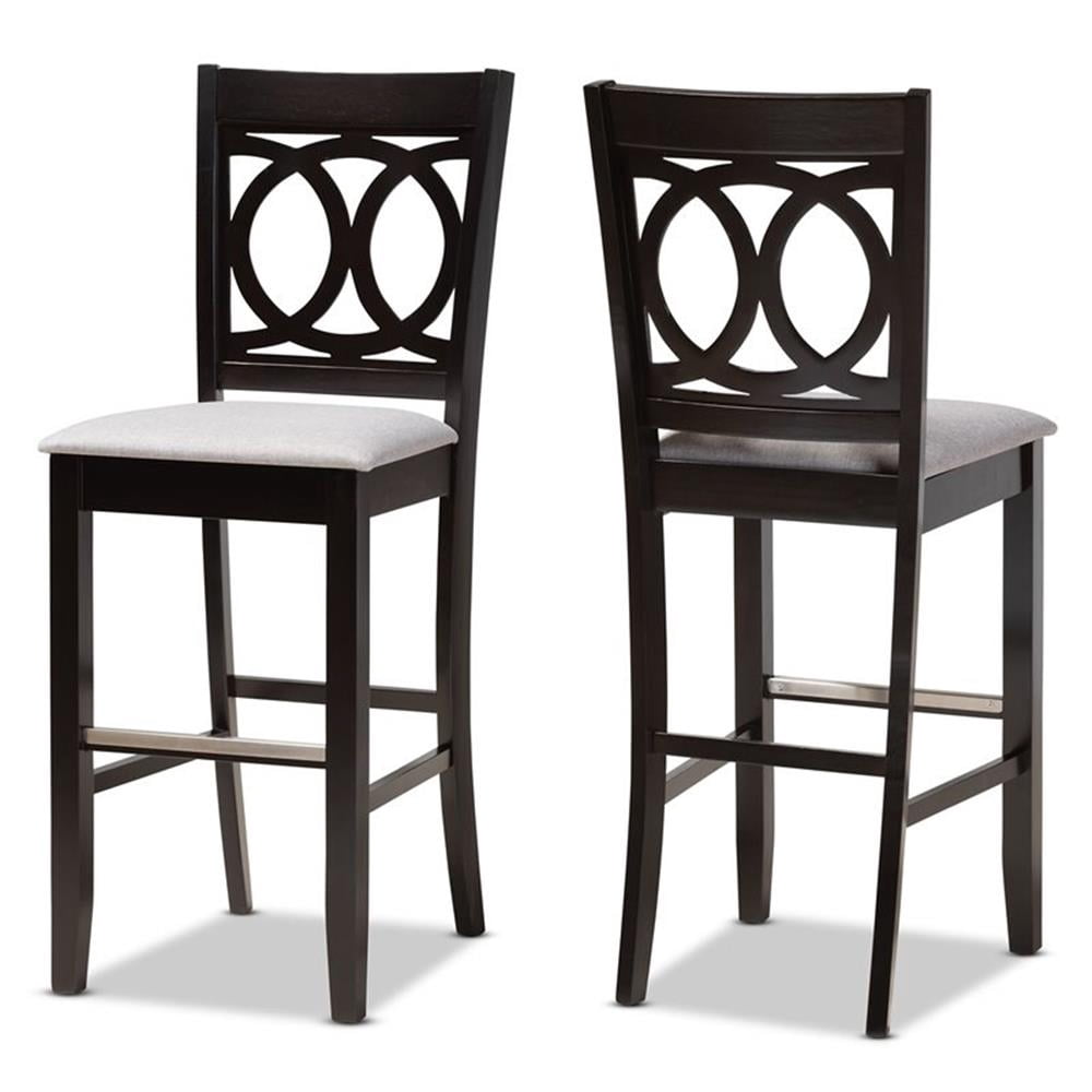 Baxton Studio Carson Gray Upholstered Espresso Wood 2-Piece Bar Stool ...