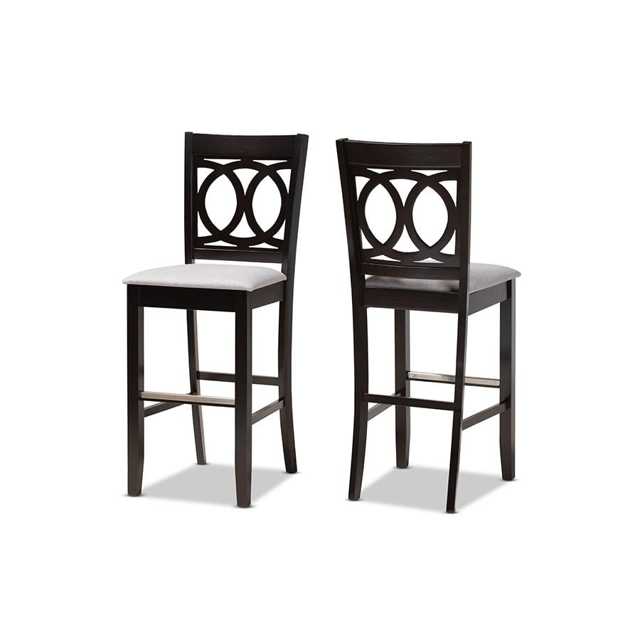 Carson Espresso and Gray Upholstered Wood Bar Stool Set