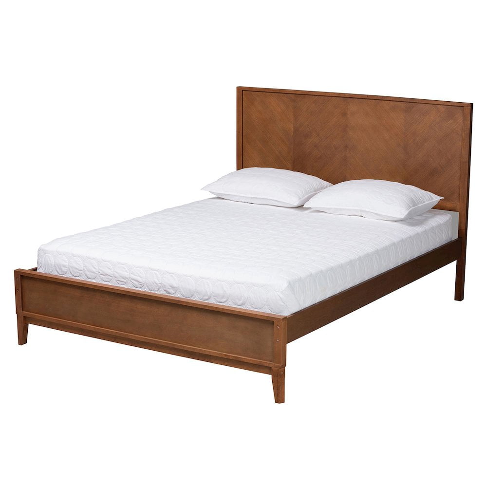 Carver King Size Walnut Wood Frame Platform Bed with Slats