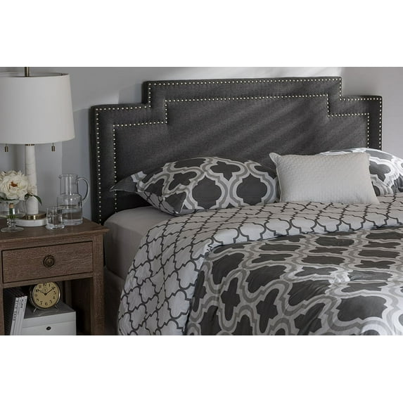 Baxton Studio Casey Modern and Contemporary Dark Grey Fabric King Size Headboard