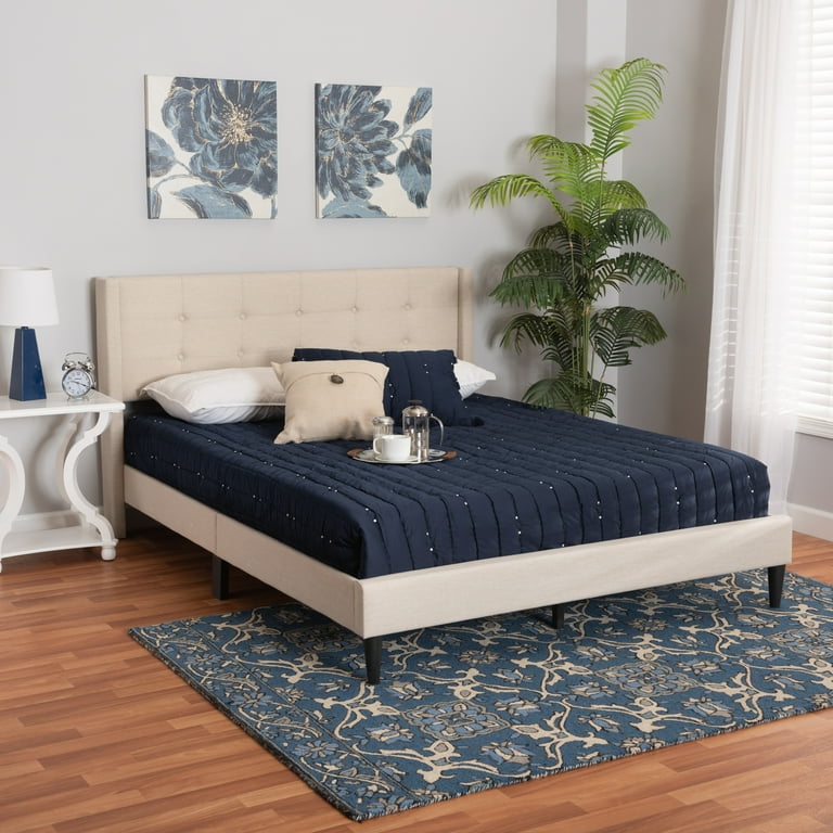 Baxton Studio Casol Mid-Century Modern Transitional Beige Fabric Upholstered Full Size Platform Bed Baxton Studio Casol Mid-Century Modern Transitional Beige Fabric Upholstered Full Size Platform Bed