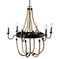 thumbnail image 1 of Baxton Studio Cassia Vintage Industrial Antique Style Hemp and Dark Bronze Metal 6 Light Chandelier, 1 of 6