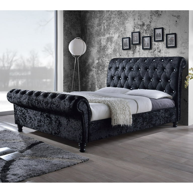Sleigh bed plush velvet discount