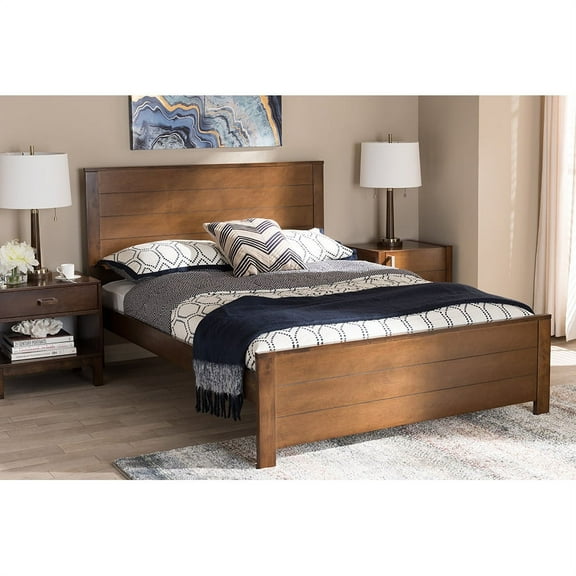 Baxton Studio Catalina Full Platform Bed in Walnut Brown
