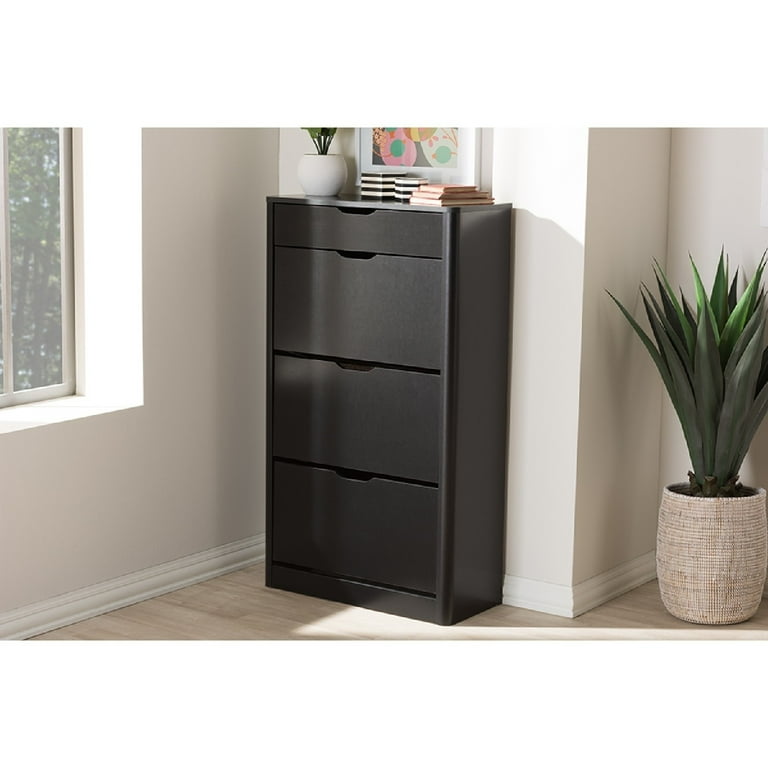 Baxton Studio Cayla Modern and Contemporary Black Wood Shoe Cabinet Baxton Studio Cayla Modern and Contemporary Black Wood Shoe Cabinet