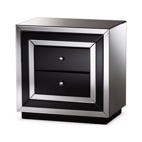 Baxton Studio Cecilia Hollywood Regency Glamour Style Mirrored 2-Drawer Nightstand
