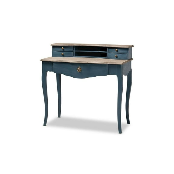 Baxton Studio Celestine French Provincial Blue Spruce Finished Wood Accent Writing Desk
