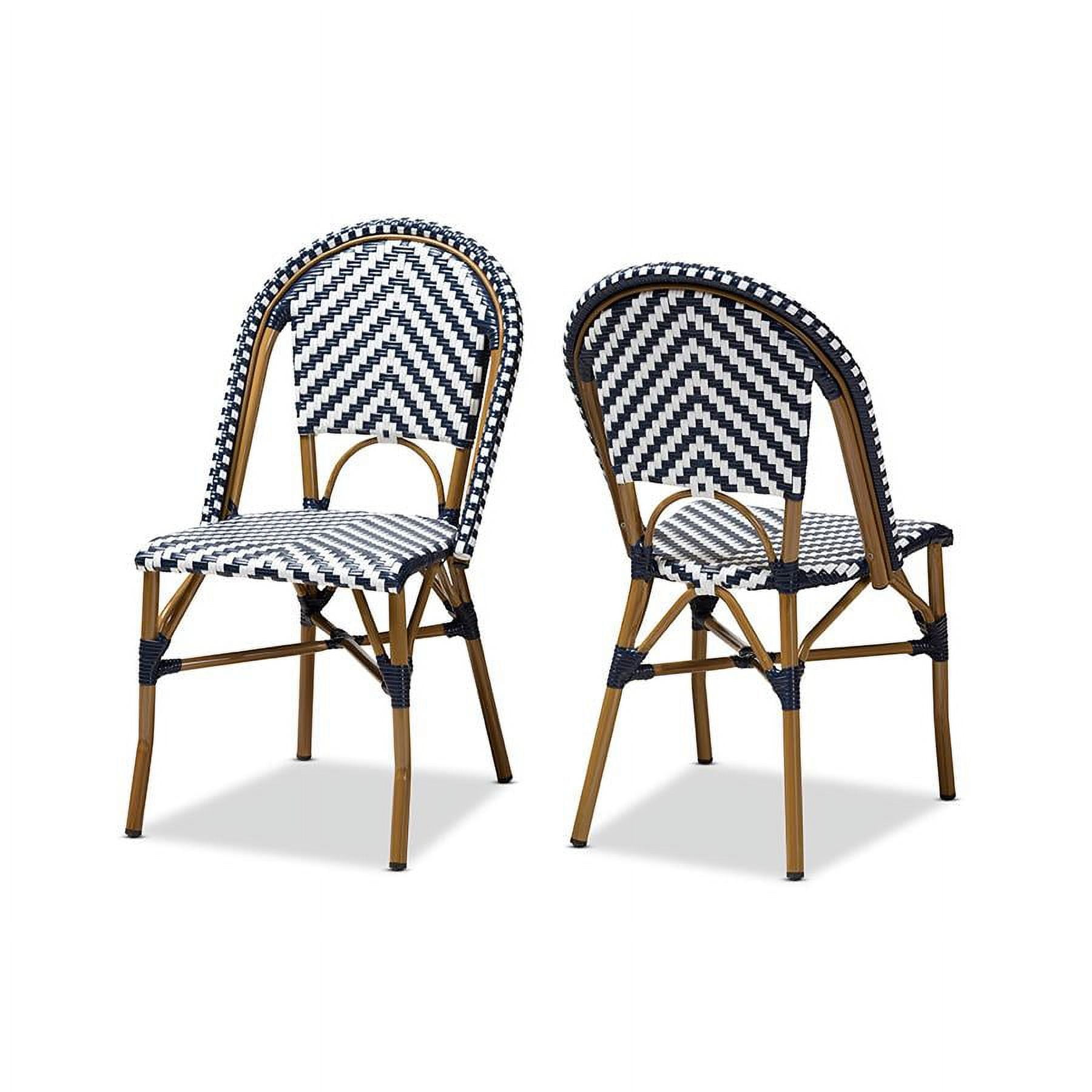 Bistro-Style Blue and White Aluminum Stackable Dining Chair Set