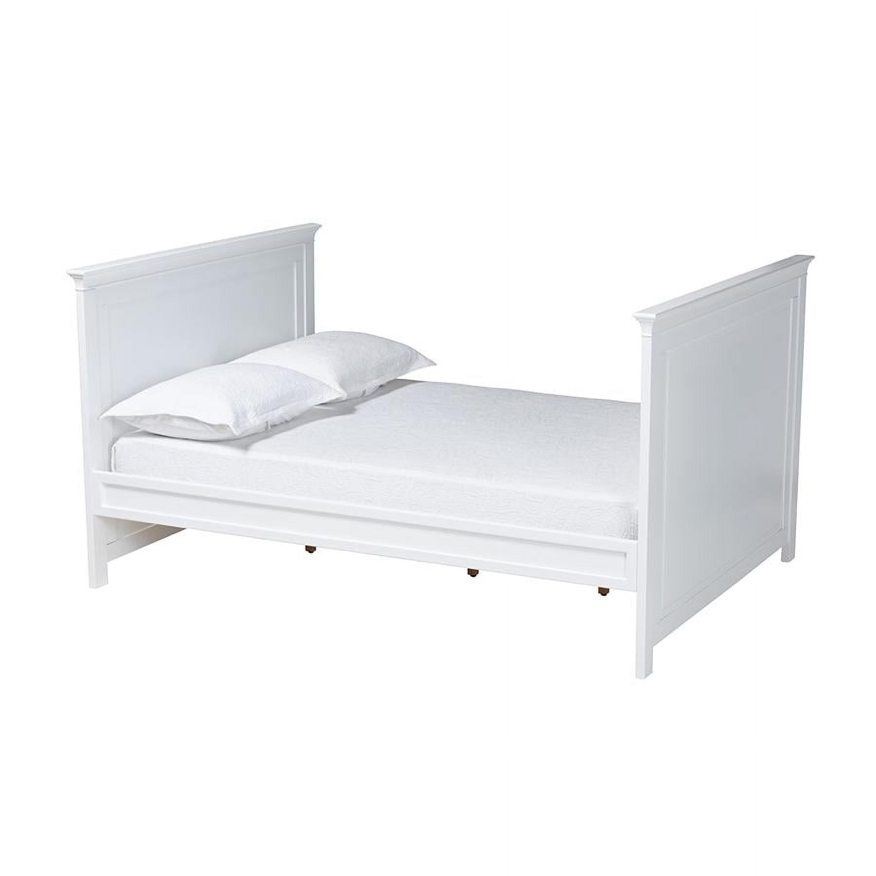 Classic White Wood Twin Daybed with Upholstered Headboard
