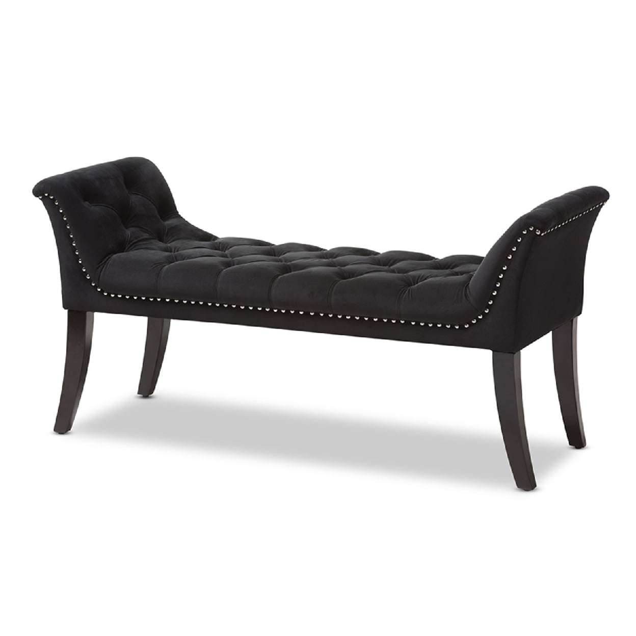 Baxton studio chandelle luxe and contemporary black velvet upholstered bench deals